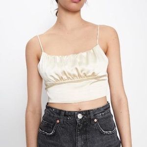 Zara Cropped Sliky Ruched Tank top